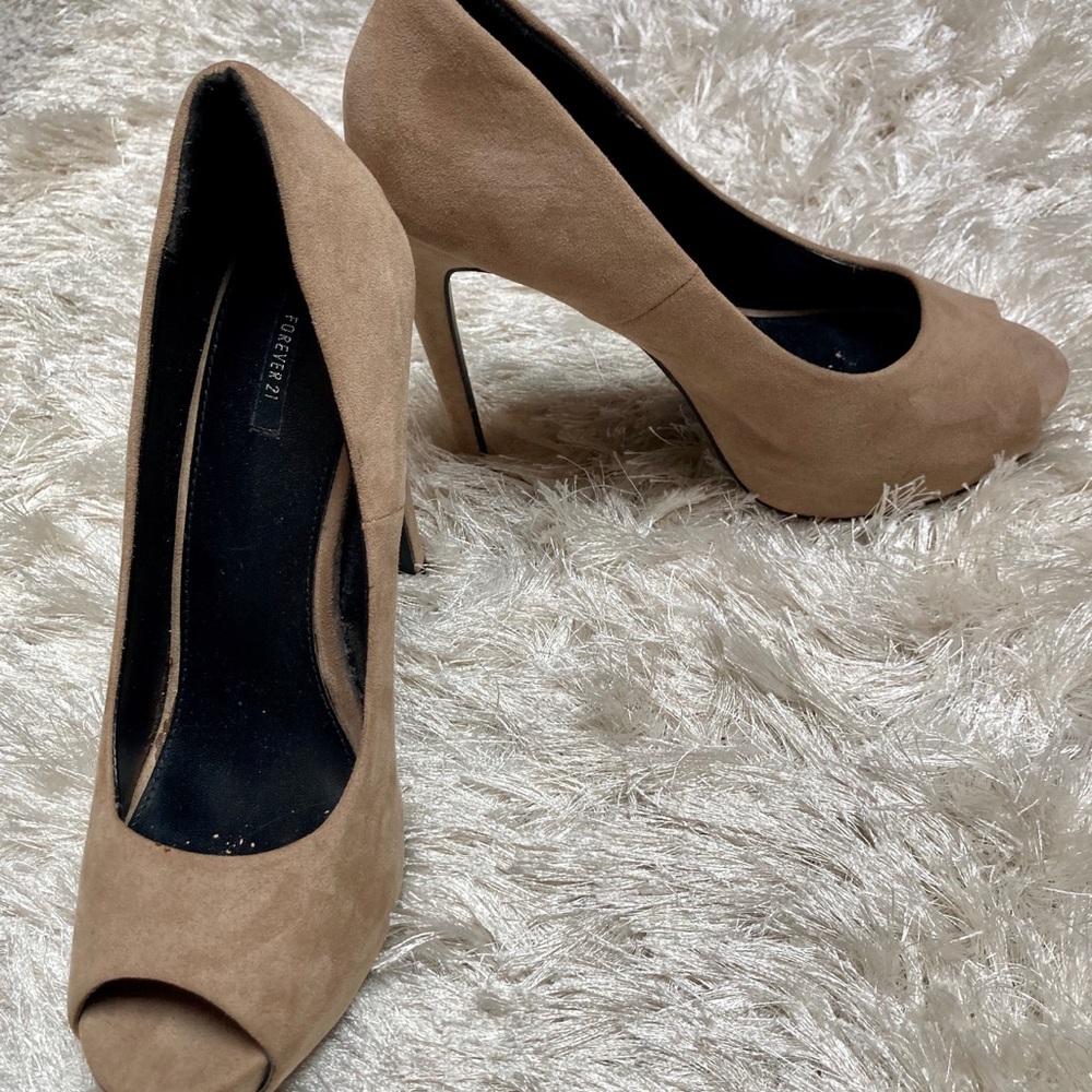 Nude Faux Suede Pumps - Picture 7 of 10